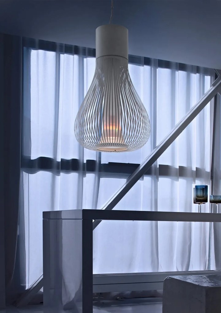 Flos Chasen Lampada a sospensione 48 cm a luce diffusa in vetro borosilicato e acciaio bianco