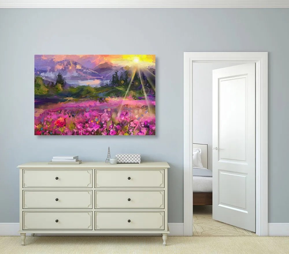 Quadro su tela – Dipinto a olio paesaggistico colorato