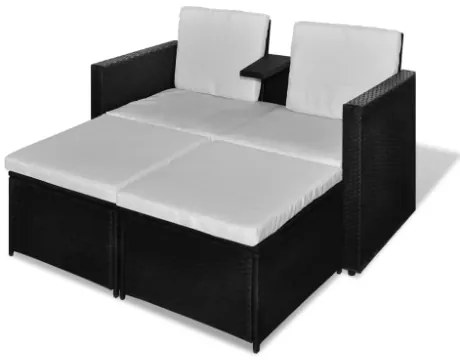 Set Divani da Giardino 4 pz con Cuscini in Polyrattan Nero