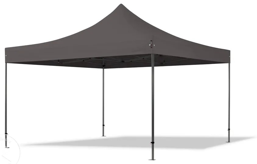 TOOLPORT 4x4 m gazebo pieghevole con laterali (finestre panoramiche), PREMIUM acciaio, grigio scuro - (600100)