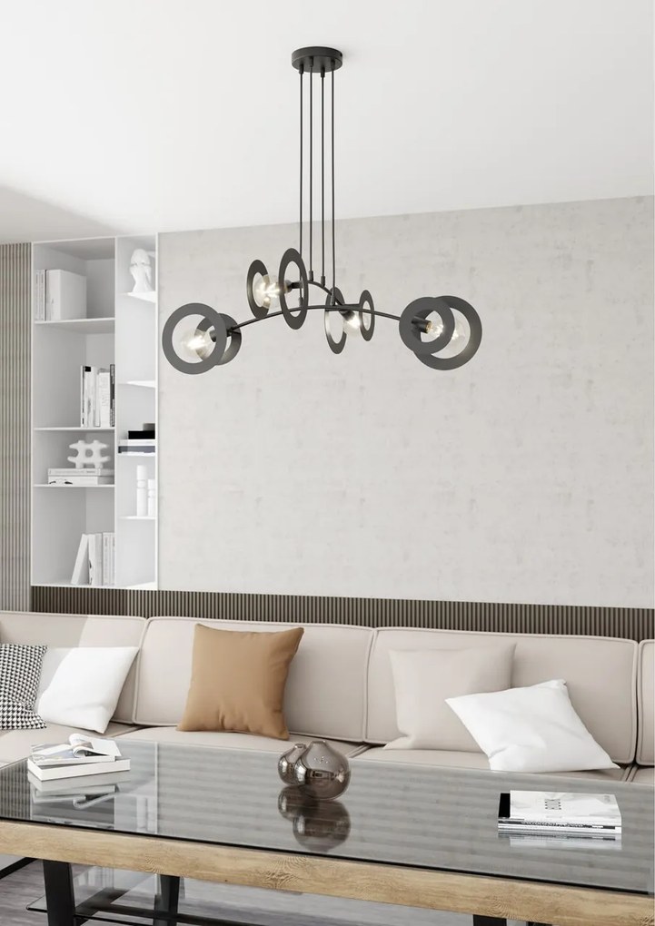 Lampadario a sospensione in acciaio EUFORIA 4 nero 4xE27