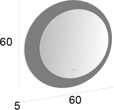 Specchio con illuminazione integrata bagno tondo Bohemia L 60 x H 60 x P 5 cm bianco