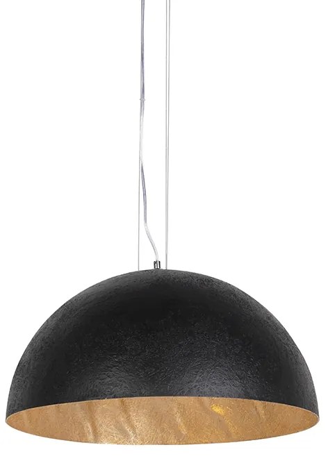 Lampada a sospensione industriale nera con oro 50 cm - Magna