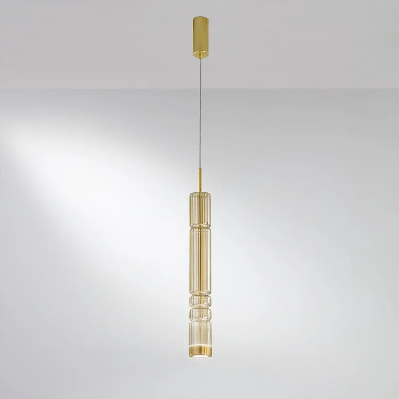 Lampadario LED glamour LED-CROOKES-S-AMB rame Ø8cm, luce calda 1300 lumen, LUCE AMBIENTE DESIGN