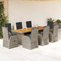 Set da Pranzo da Giardino 9 pz con Cuscini in Polyrattan Grigio 3277611