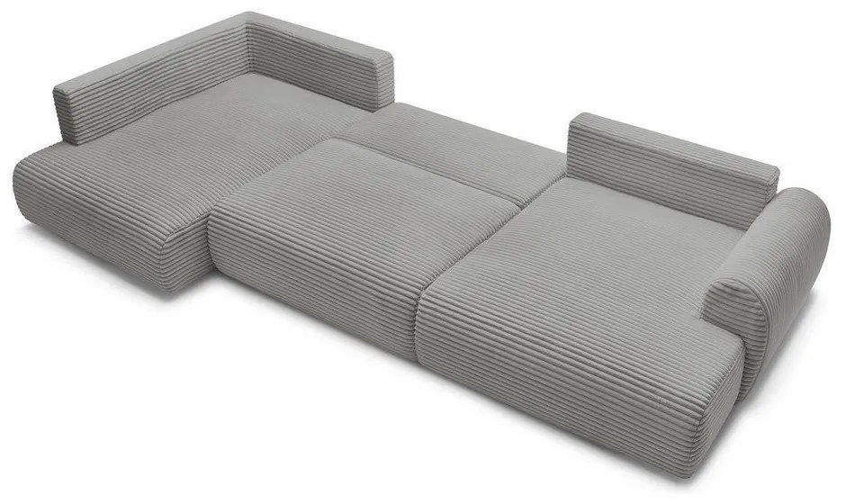 Divano angolare in grigio scuro allungabile (con penisola a destra/a forma di "U") con rivestimento in velluto a coste Lucien – Bobochic Paris