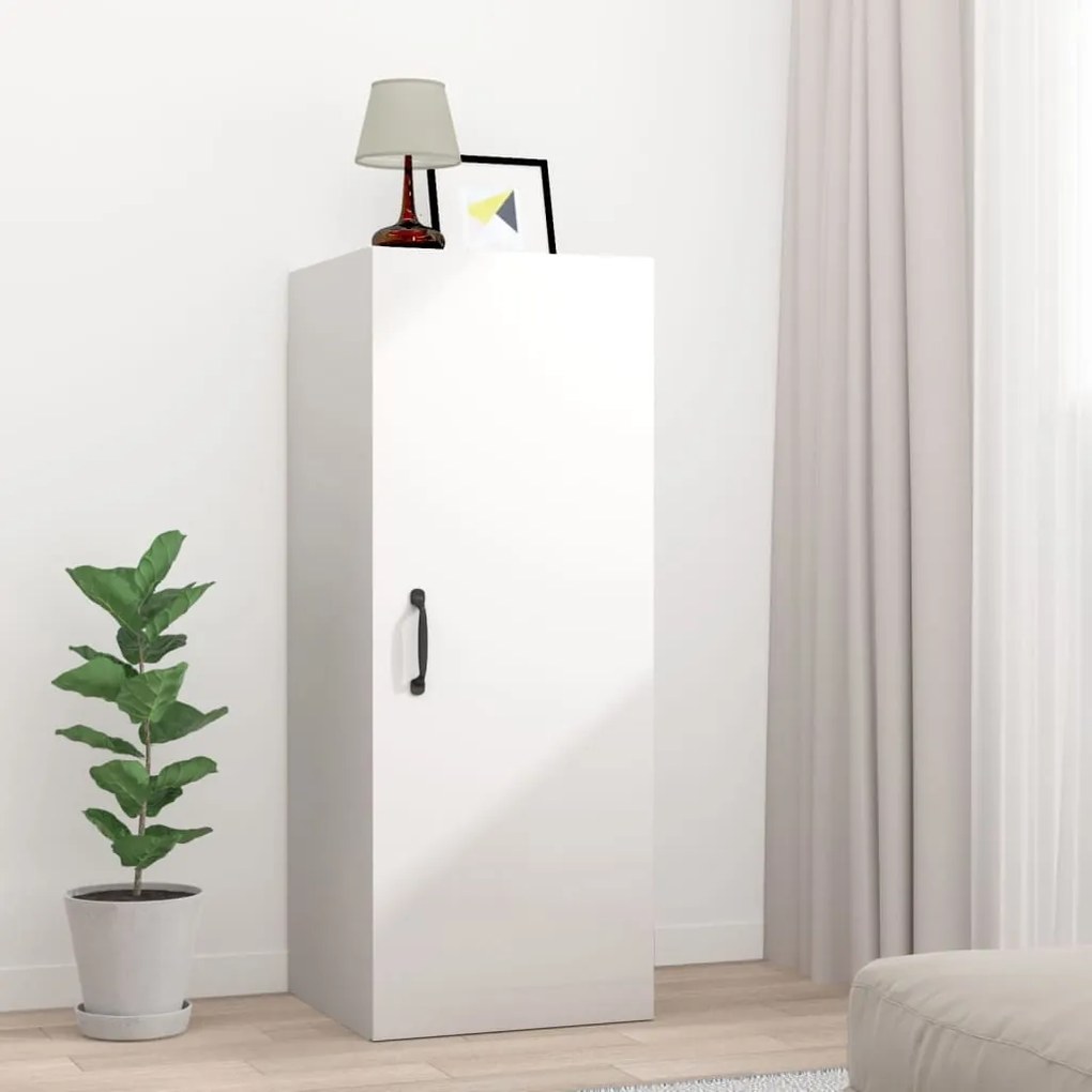 Mobile Parete Bianco Lucido 34,5x34x90 Cm İn Legno Multistrato /
