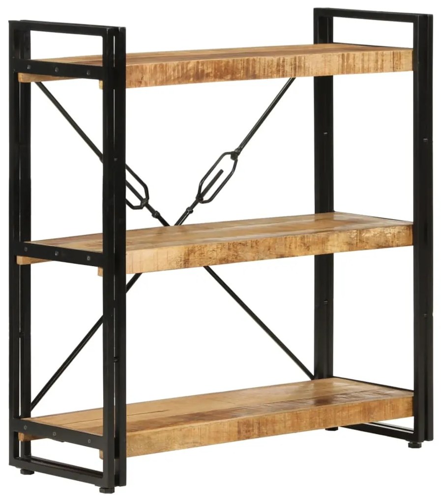 Libreria 3 Livelli 77x30x80 Cm Legno Massello Di Mango E Ferro /