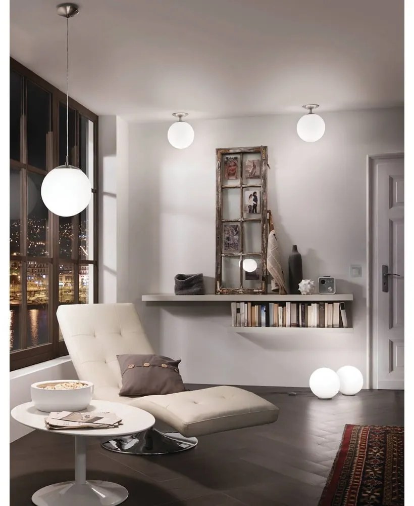 Lampadario bianco/argentato con paralume in vetro ø 25 cm RONDO – EGLO