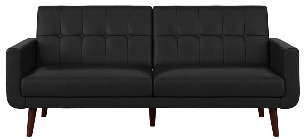 Divano nero allungabile con rivestimento in finta pelle 200 cm Nola – Støraa