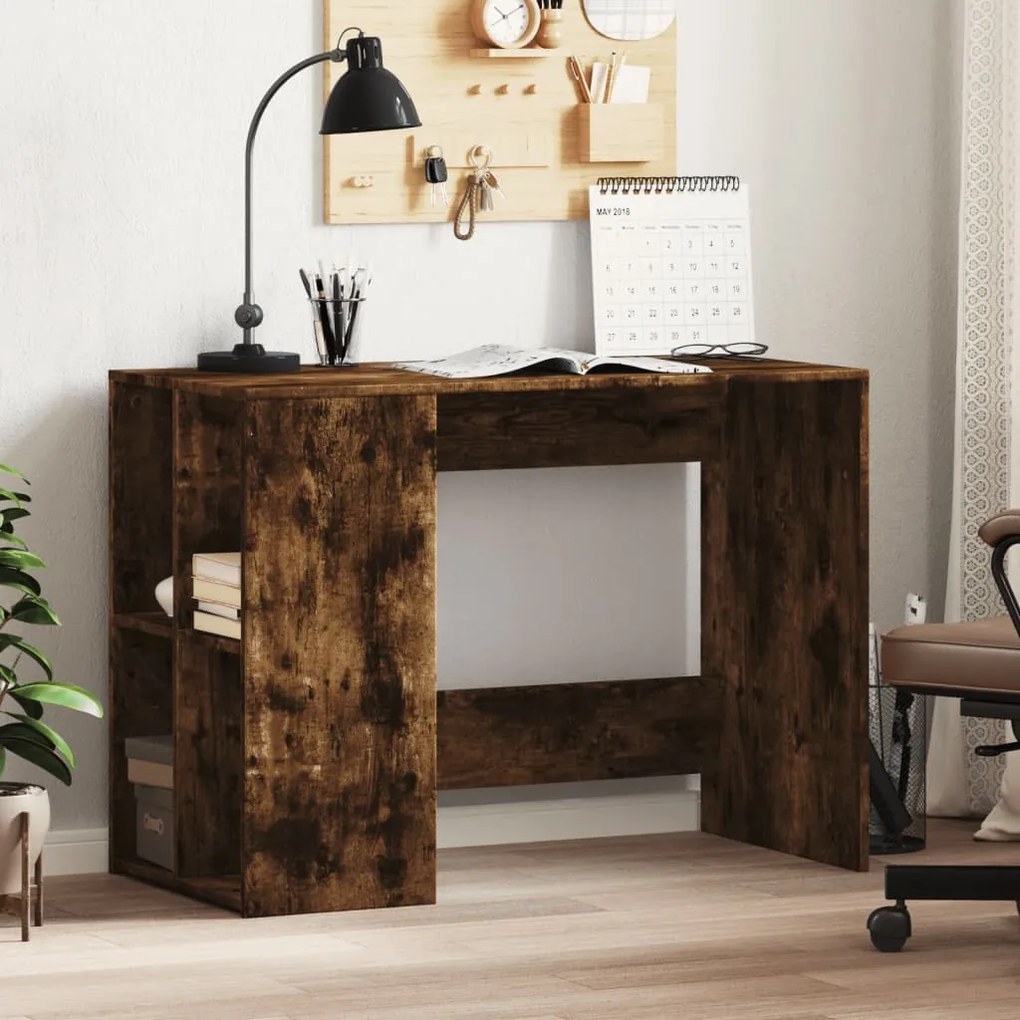 Scrivania Rovere Fumo 102x50x75 Cm İn Legno Multistrato /