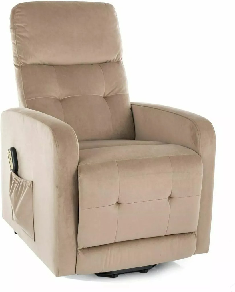 Poltrona reclinabile Otus II Velvet beige – 66x92–144x100 cm