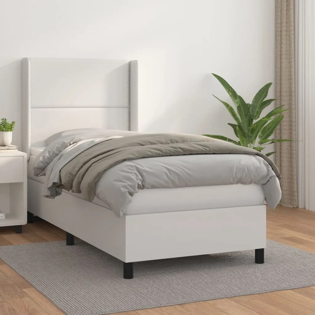 Giroletto A Molle Con Materasso Bianco 100x200 Cm İn Similpelle /