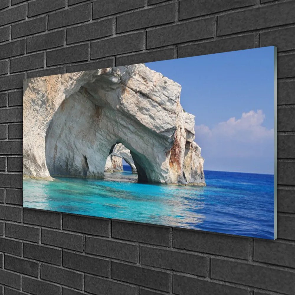 Quadro su vetro Paesaggio acquatico del lago di mare 100x50 cm