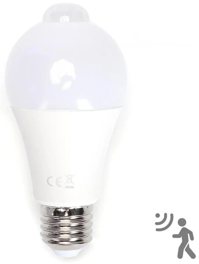 Lampadina LED A60 E27 12W 230V 6500K con sensore movimento e crepuscolare - Aigo