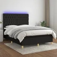 Letto a Molle con Materasso e LED Nero 140x200 cm in Tessutocod mxl 99036