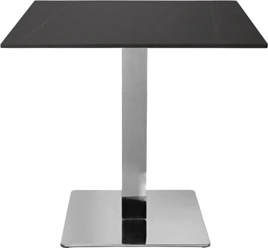 Tavolo bar pub ristorante 80x80 cm base argento Top esterno effetto marmo Nero H 75
