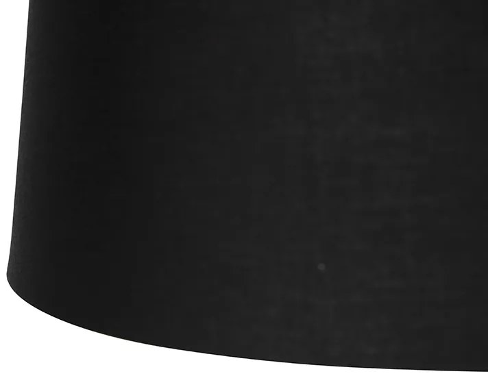 Lampada a sospensione nera con paralumi in cotone nero e oro 35 cm 2 luci - Blitz