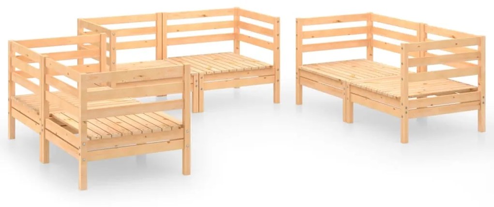 Set Divani da Giardino 6 pz in Legno Massello di Pino