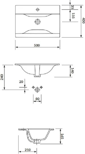 Cersanit S801-456 - Mobile bagno sospeso con lavabo NIKO 50x40 cm bianco