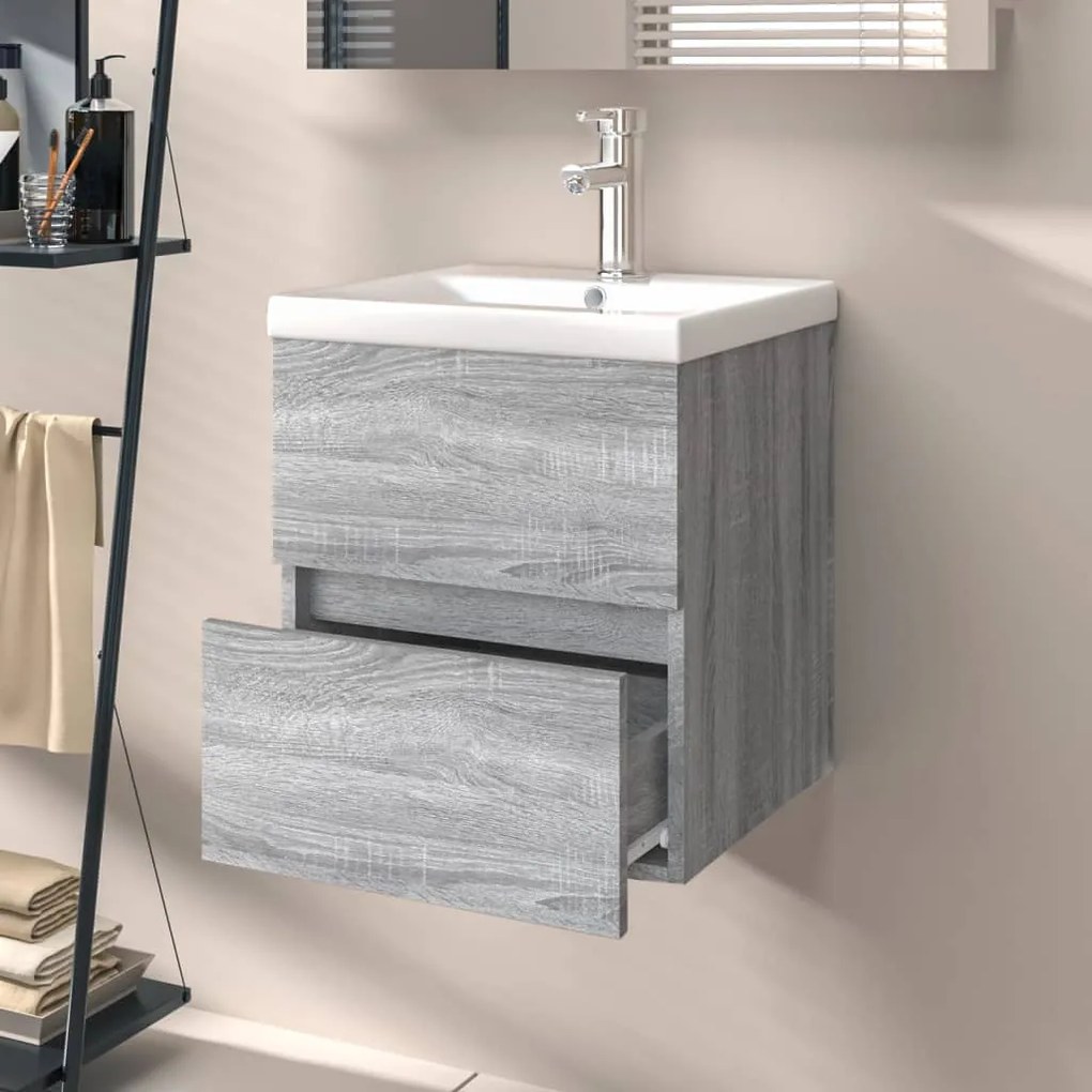 Mobile lavabo grigio sonoma 41x38,5x45 cm in legno multistrato