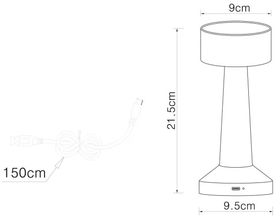 Globo 58447S - Lampada da tavolo LED dimmerabile ANGELIKA LED/1W/3,7V nera