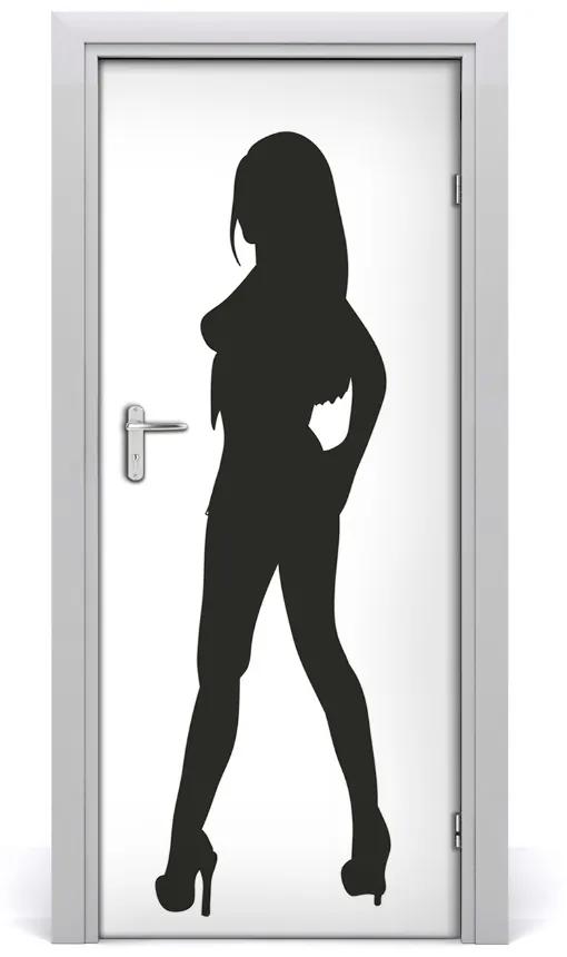 Adesivo per porta Una silhouette di una donna 75x205 cm