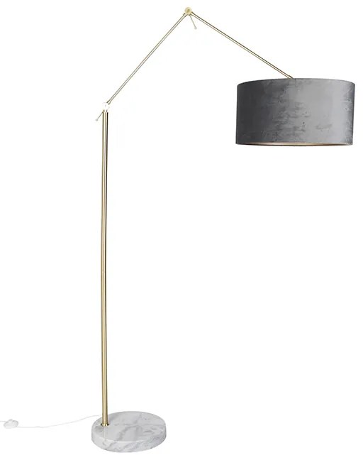 Lampada da terra moderna con paralume in velluto oro grigio 50 cm - Editor