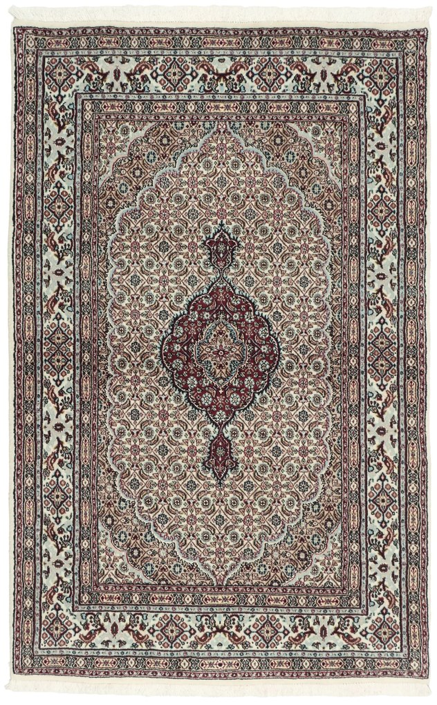 Moud Tappeto 100x150 Beige (Iran) Annodato A Mano