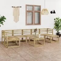 Set Divani da Giardino 8 pz in Legno di Pino Impregnato Verde cod mxl 43573