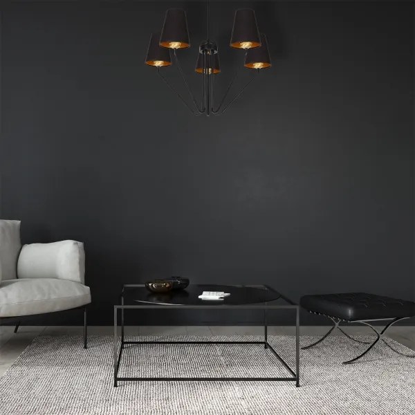 Lampadario a sospensione con supporto rigido VICTORIA 5xE27/60W/230V nero