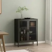 Credenza Falkoping in Acciaio con 2 Ante Reticolate 101,5 x 80 x 40 cm Nero