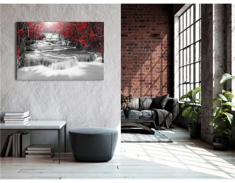 Quadro Cascade of Thoughts (1 Part) Wide Red  Colore Rosso, Dimensioni e Misure 120x80