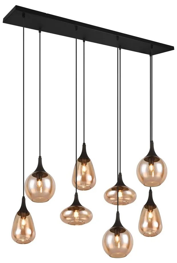 Lampada a sospensione nero-arancio con paralume in vetro Lumina - Trio