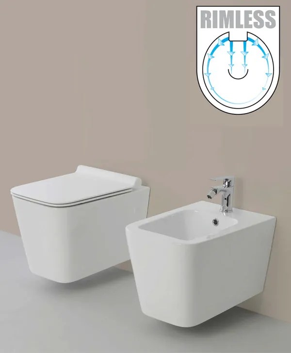 Sanitari Sospesi scarico parete wc bidet e copriwater