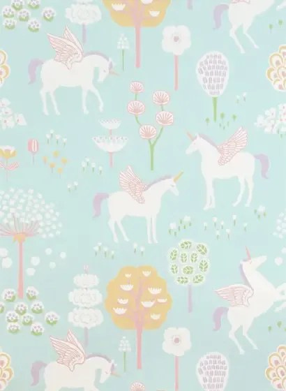 Majvillan Carta da parati True Unicorns - Turquoise/ Lilac/ Pink/ Green/ Yellow/ White