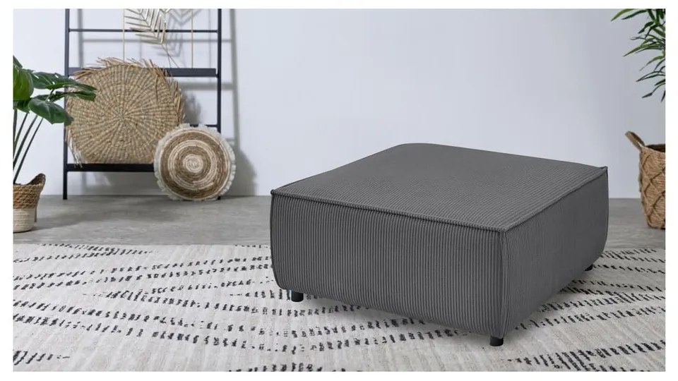 Pouf in velluto a coste grigio scuro Nihad modular - Bobochic Paris
