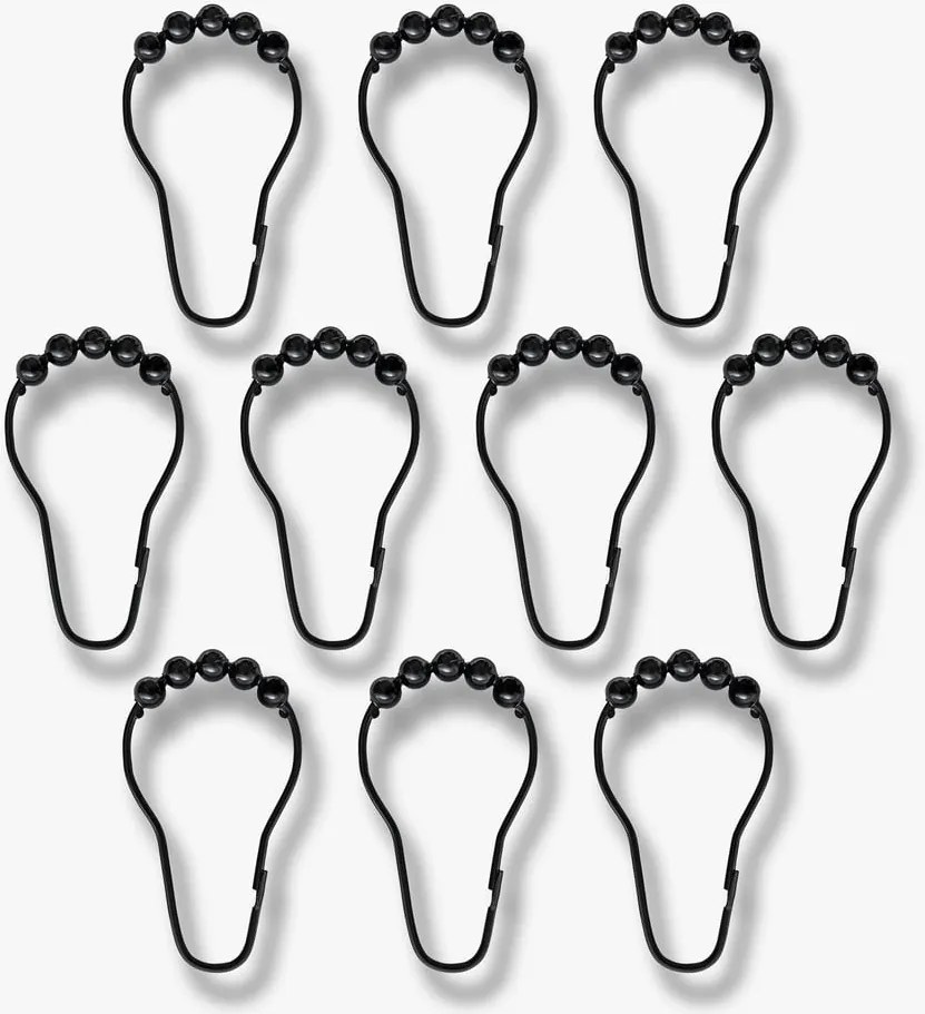 Ganci neri per tenda da doccia in set da 10 pezzi Aqua - Mette Ditmer Denmark