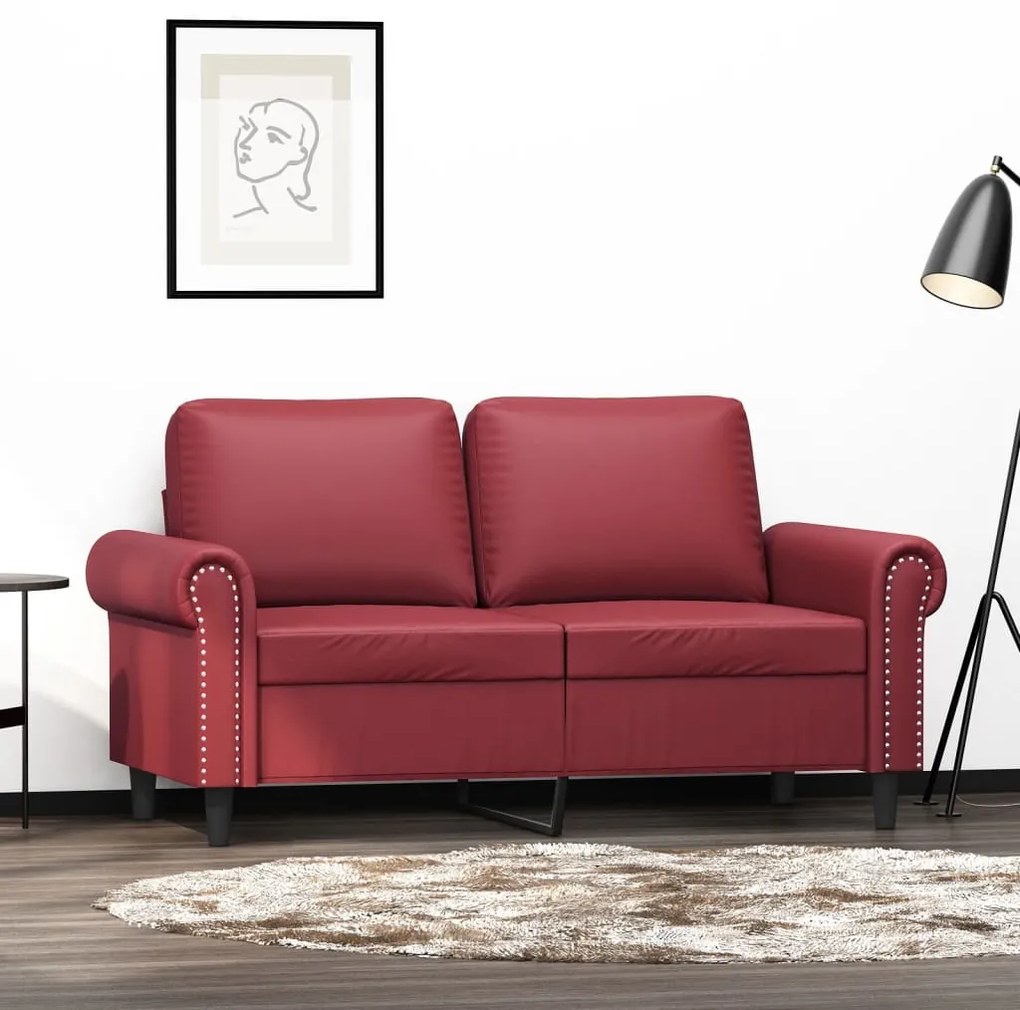 Divano A 2 Posti Rosso Vino 120 Cm İn Similpelle /