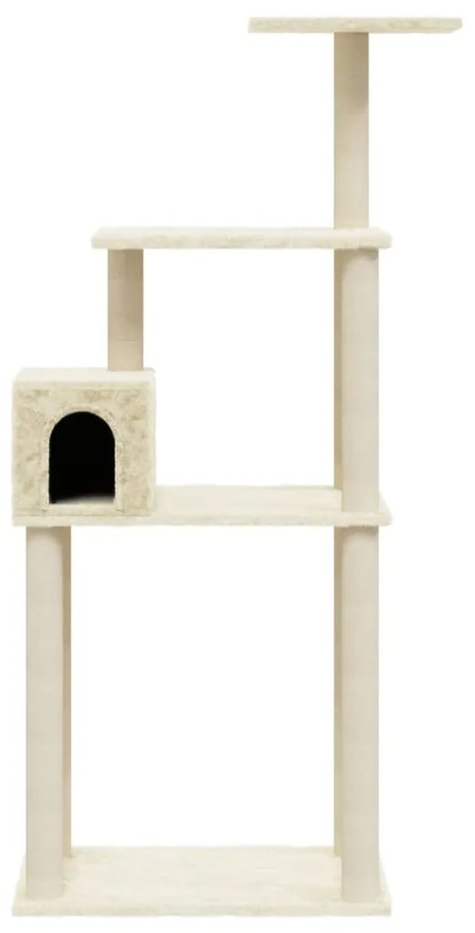 Albero per gatti con tiragraffi in sisal crema 147 cm