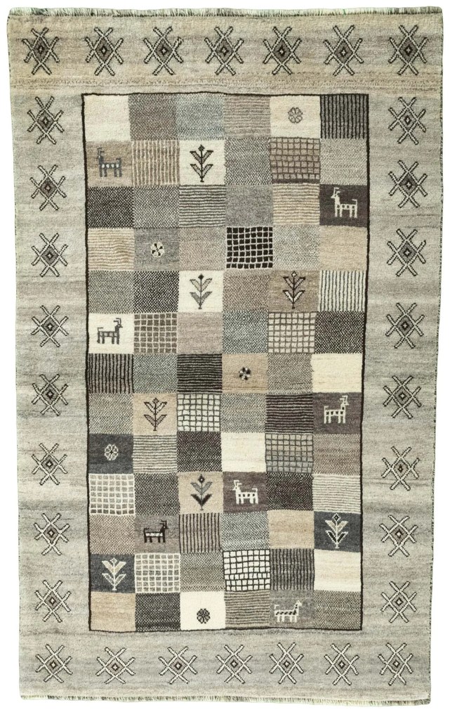Gabbeh Tappeto 120x190 Nero (Iran) Annodato A Mano