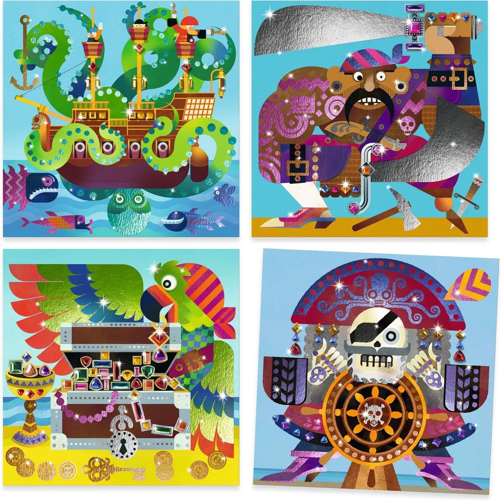 Gioco creativo con foglio metallico e pietre - Pirati