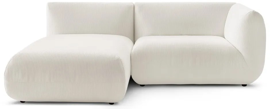 Divano angolare in velluto a coste bianco (angolo sinistro) Lecomte - Bobochic Paris