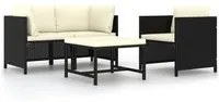 Set Divani da Giardino 4 pz con Cuscini in Polyrattan Nero 313518