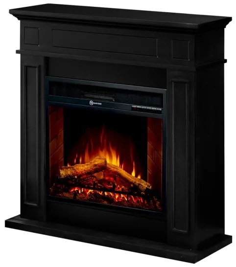 Camino elettrico da terra in legno Nero JEFFERSON L89,5 x H90,5 x P28 cm