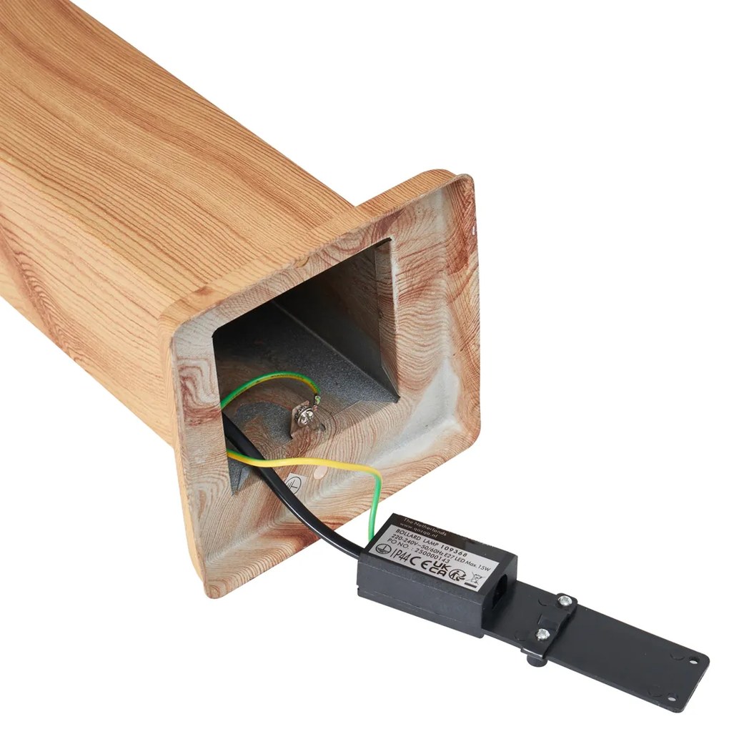 Lampada da terra moderna da esterno in acciaio con stampa legno 80cm IP44 - Malois