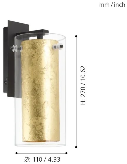 Eglo 97839 - Applique PINTO GOLD 1xE27/40W/230V