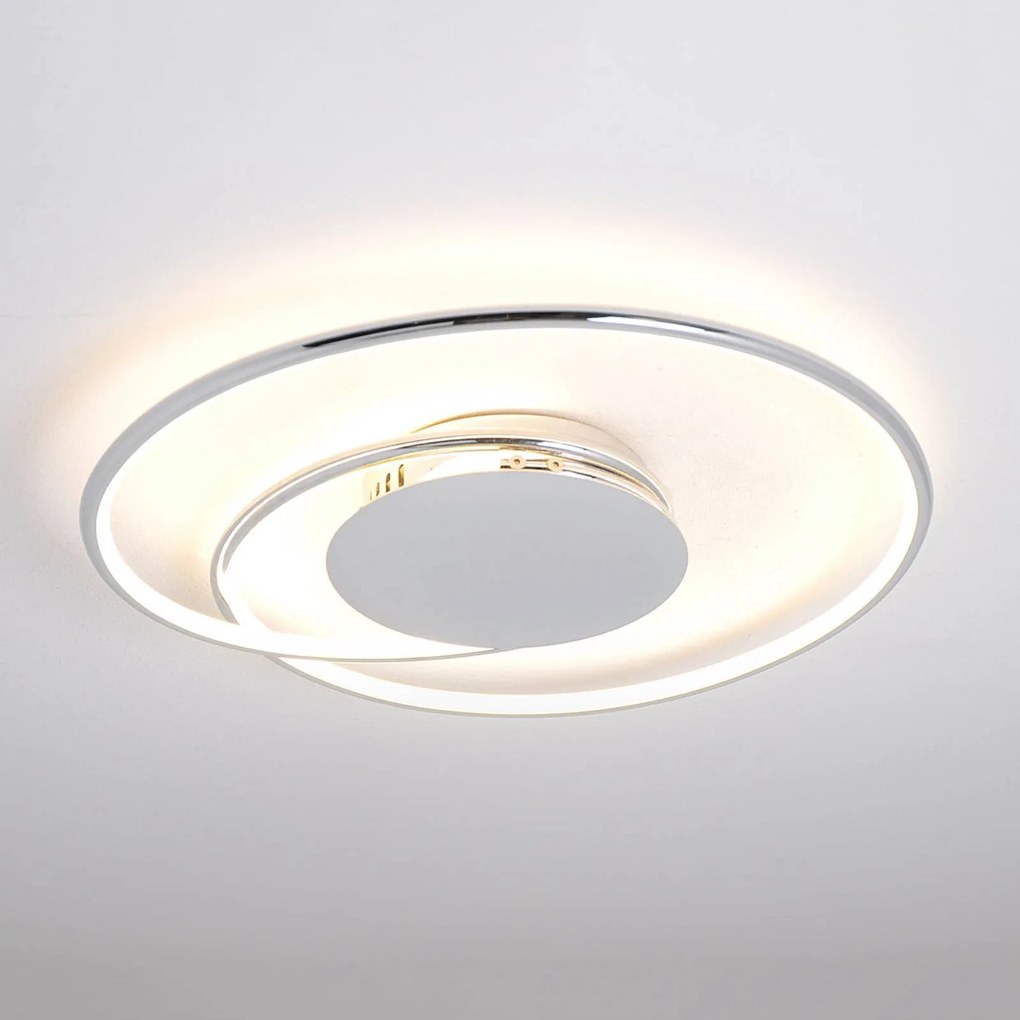 Lindby plafoniera LED Joline, 46 cm, colore cromo, metallo