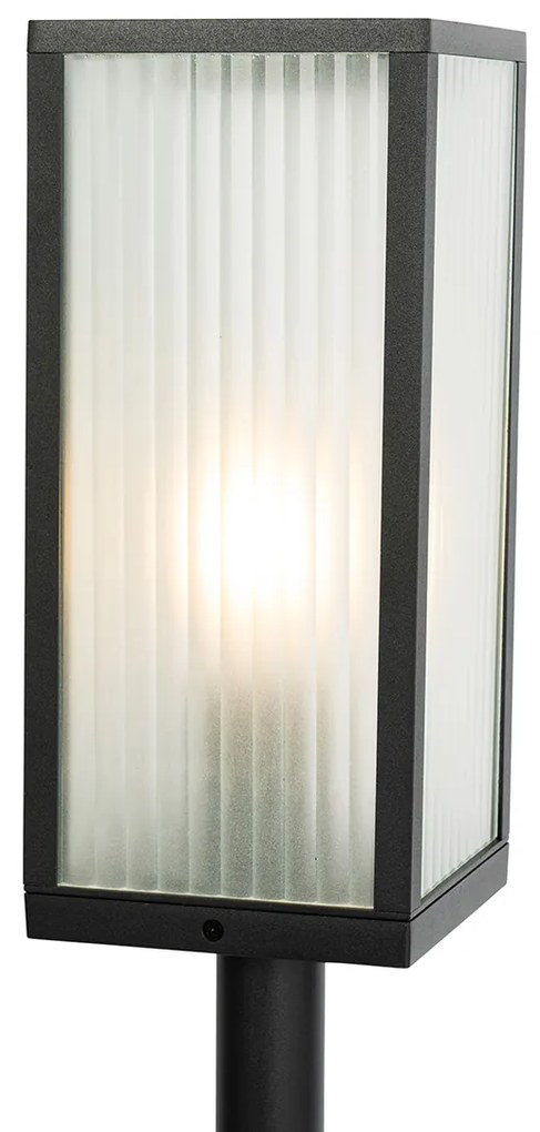 Lampada da terra per esterni nera con vetro scanalato 100 cm IP44 - Charlois Ribbed