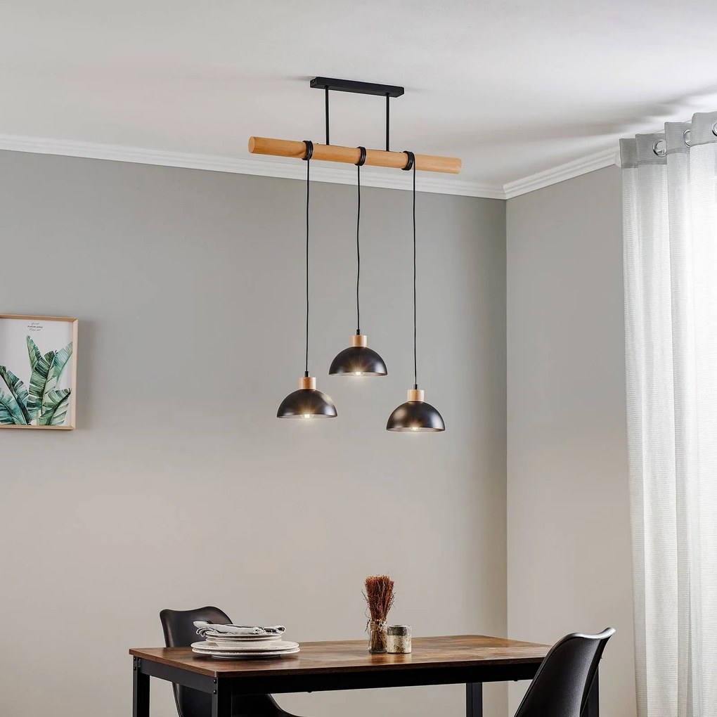 Eko-Light Lampada a sospensione Arik nera 3 luci